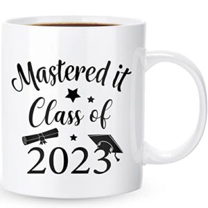 cunhill graduation gifts for mastering degree, mastered it 2023 coffee mug 11 oz masters graduation mug gifts farewell gifts for her him women men high school college graduation (2023)