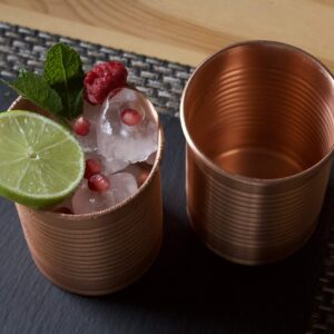 Kosdeg Copper Cocktail Tins Set of 2 12oz - Copper Cups For Drinking - Bean Tin Design - Perfect Copper Mug Bar Set for Tastier Drinks - Metal Tumbler gets Ice Cold In Seconds