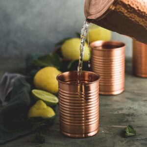 Kosdeg Copper Cocktail Tins Set of 2 12oz - Copper Cups For Drinking - Bean Tin Design - Perfect Copper Mug Bar Set for Tastier Drinks - Metal Tumbler gets Ice Cold In Seconds