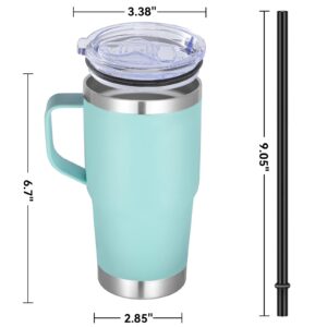 Abbrevi 20 oz Stainless Steel Tumbler with Handle Metal Insulated Coffee Travel Mug with Handle Double Wall Tumbler Cup with Handle and Lid, Mint Green 1 Pack