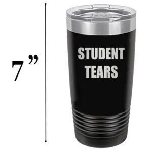 Rogue River Tactical Funny Teacher Student Tears 20 Oz. Travel Tumbler Mug Cup w/Lid Vacuum Insulated School Professor Teaching Educator Gift (Black)