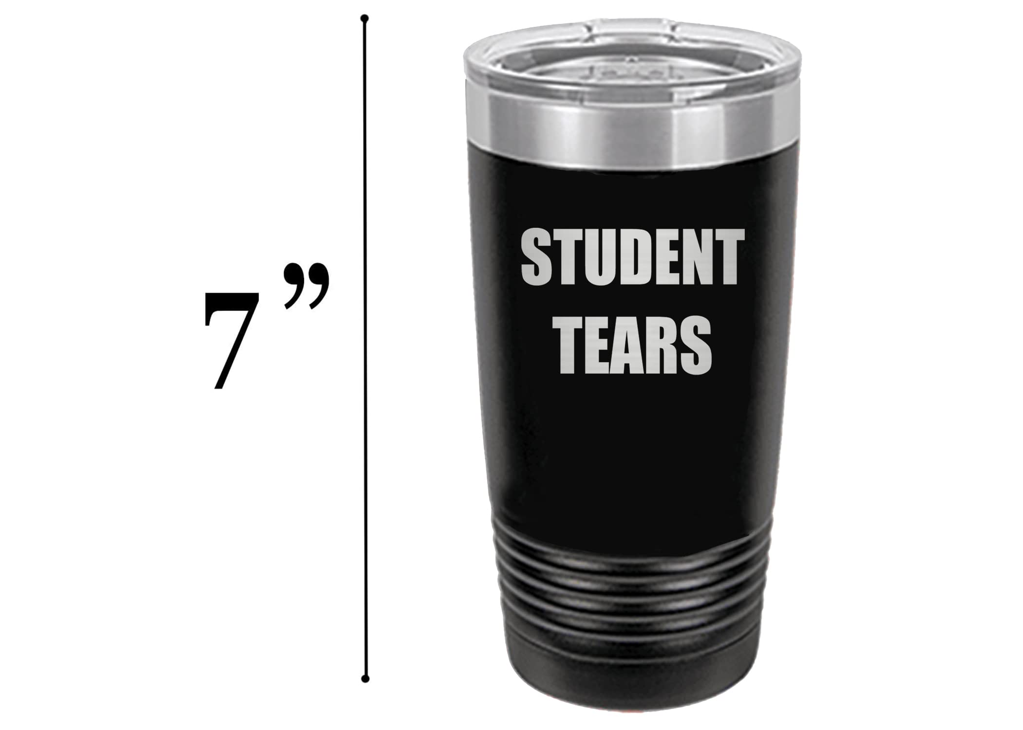 Rogue River Tactical Funny Teacher Student Tears 20 Oz. Travel Tumbler Mug Cup w/Lid Vacuum Insulated School Professor Teaching Educator Gift (Black)