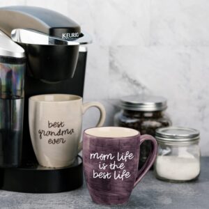 Mom Life Mom Life is the Best Life Deep Purple Large 20 oz Ceramic Coffee Mug Tea Cup, Purple