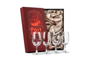 glassique cadeau port and dessert wine, sherry, cordial, aperitif tasting glasses | set of 4 small crystal 7 oz sippers | mini short stem nosing taster copitas