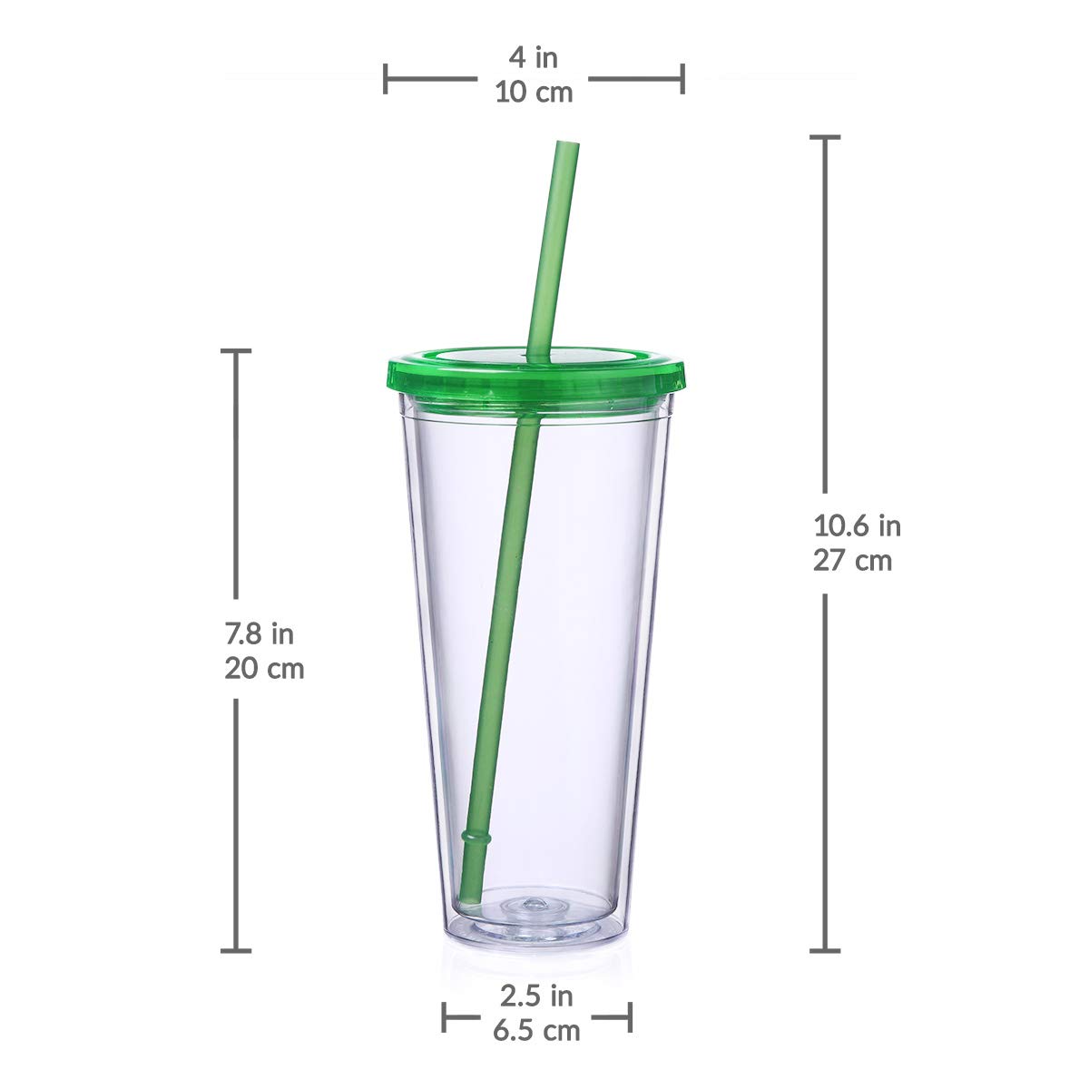 Cupture Classic Insulated Double Wall Tumbler Cup with Lid, Reusable Straw & Hello Name Tags - 24 oz, 2 Pack (green/pink)