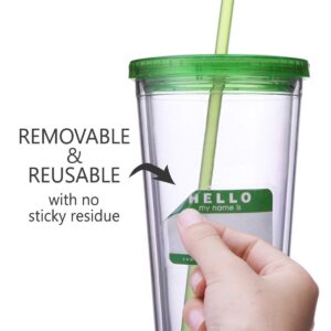 Cupture Classic Insulated Double Wall Tumbler Cup with Lid, Reusable Straw & Hello Name Tags - 24 oz, 2 Pack (green/pink)