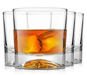 joyjolt everyday whiskey glasses - 10oz old fashioned glasses, set 4 crystal scotch glasses, rocks glass, bourbon glasses, liquor glasses, cocktail glasses set