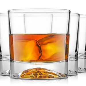 JoyJolt Everyday Whiskey Glasses - 10oz Old Fashioned Glasses, Set 4 Crystal Scotch Glasses, Rocks Glass, Bourbon Glasses, Liquor Glasses, Cocktail Glasses set