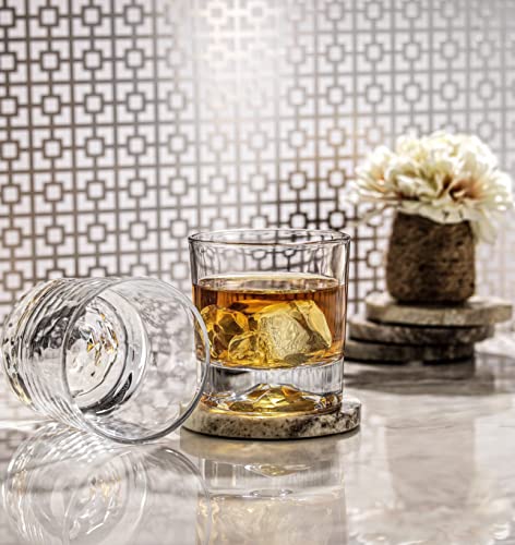 JoyJolt Everyday Whiskey Glasses - 10oz Old Fashioned Glasses, Set 4 Crystal Scotch Glasses, Rocks Glass, Bourbon Glasses, Liquor Glasses, Cocktail Glasses set