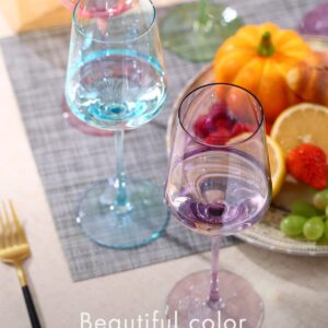 comfit Colored Wine Glasses Set Of 6-15oz Hand Blown Crystal Colorful Wine Glasses With Long Stem and Thin Rim,Red/White Wine glasses,Perfect Colored Wine Stemware for Wine Lover in Birthday,Party