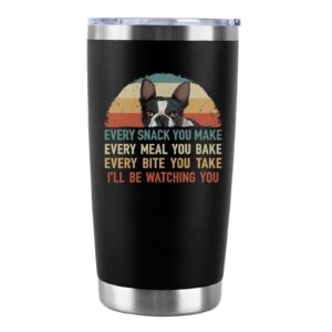 boston terrier gifts for women men, boston terrier decor mug 20 oz stainless steel tumbler with lid,funny bulldog ideal gifts mug, dog mom gifts for women, vacuum insulated skinny coffee cup