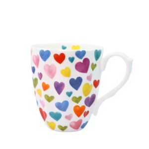 glen mila 13oz cute coffee mugs for women bone china coffee mug cute mugs christmas mugs birthday gifts for mom friends (pink heart)