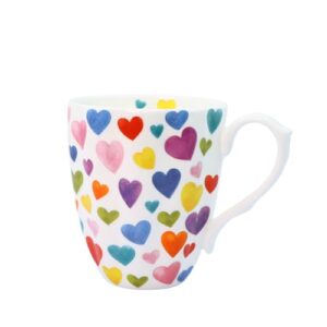 Glen Mila 13oz Cute Coffee Mugs for Women Bone China Coffee Mug Cute Mugs Christmas Mugs birthday Gifts for Mom Friends (pink heart)