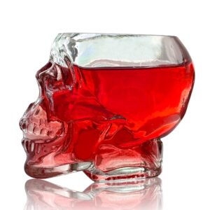 NKADKNS Funny skull glass Wine Glass ，Drinking Glass，Gift, Engraved Design,Large Glasses,vodka spirits cup glass ，new Crystal Skull cup ，Halloween Decorations Gifts(350ml/12 Ounces)