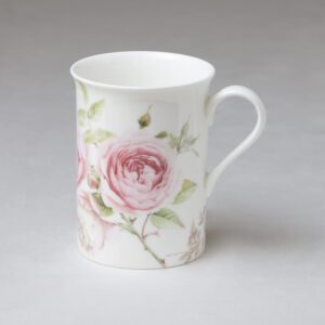 Grace Teaware Bone China Coffee Tea Mugs 9-Ounce, Assorted Set of 4 (Rose Petal Garden)