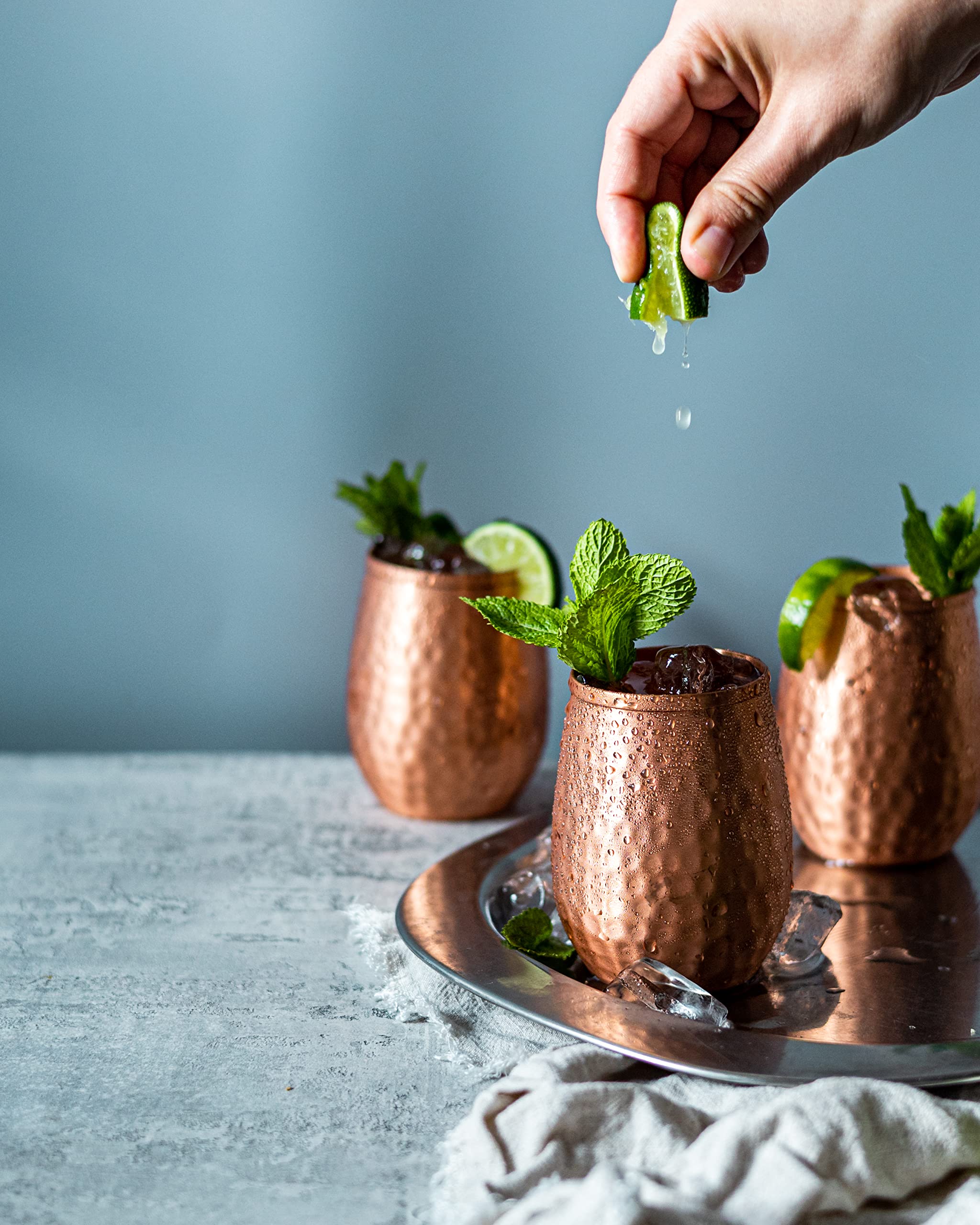 Kosdeg Copper Cups - 12 Oz set of 4 - A Unique Way To Enjoy Wine - The Perfect Pure Copper Tumbler for Water - Copper Drinking Cups Better Than Glasses or Plastic - Moscow Mule Copper Cup For Drinking