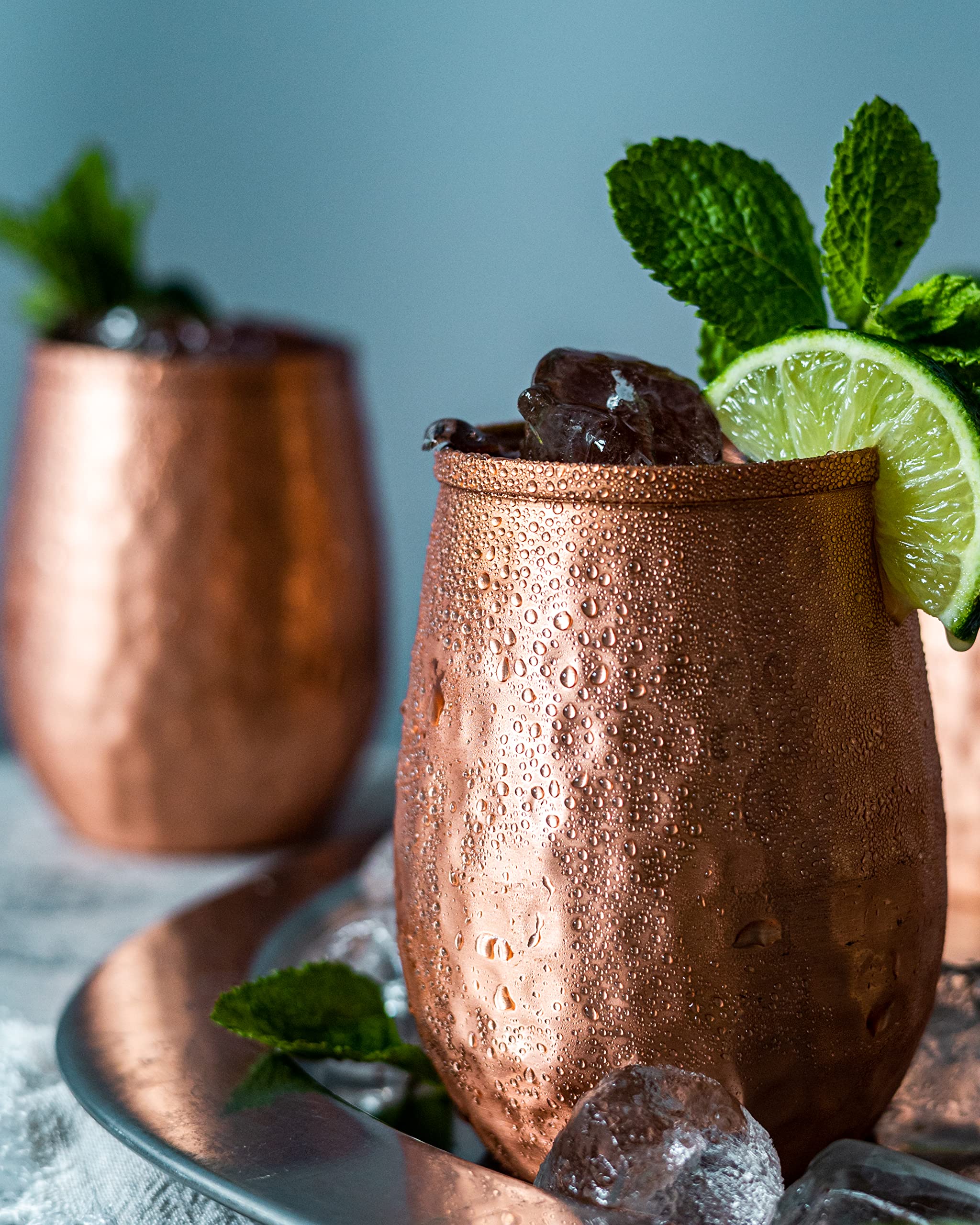 Kosdeg Copper Cups - 12 Oz set of 4 - A Unique Way To Enjoy Wine - The Perfect Pure Copper Tumbler for Water - Copper Drinking Cups Better Than Glasses or Plastic - Moscow Mule Copper Cup For Drinking