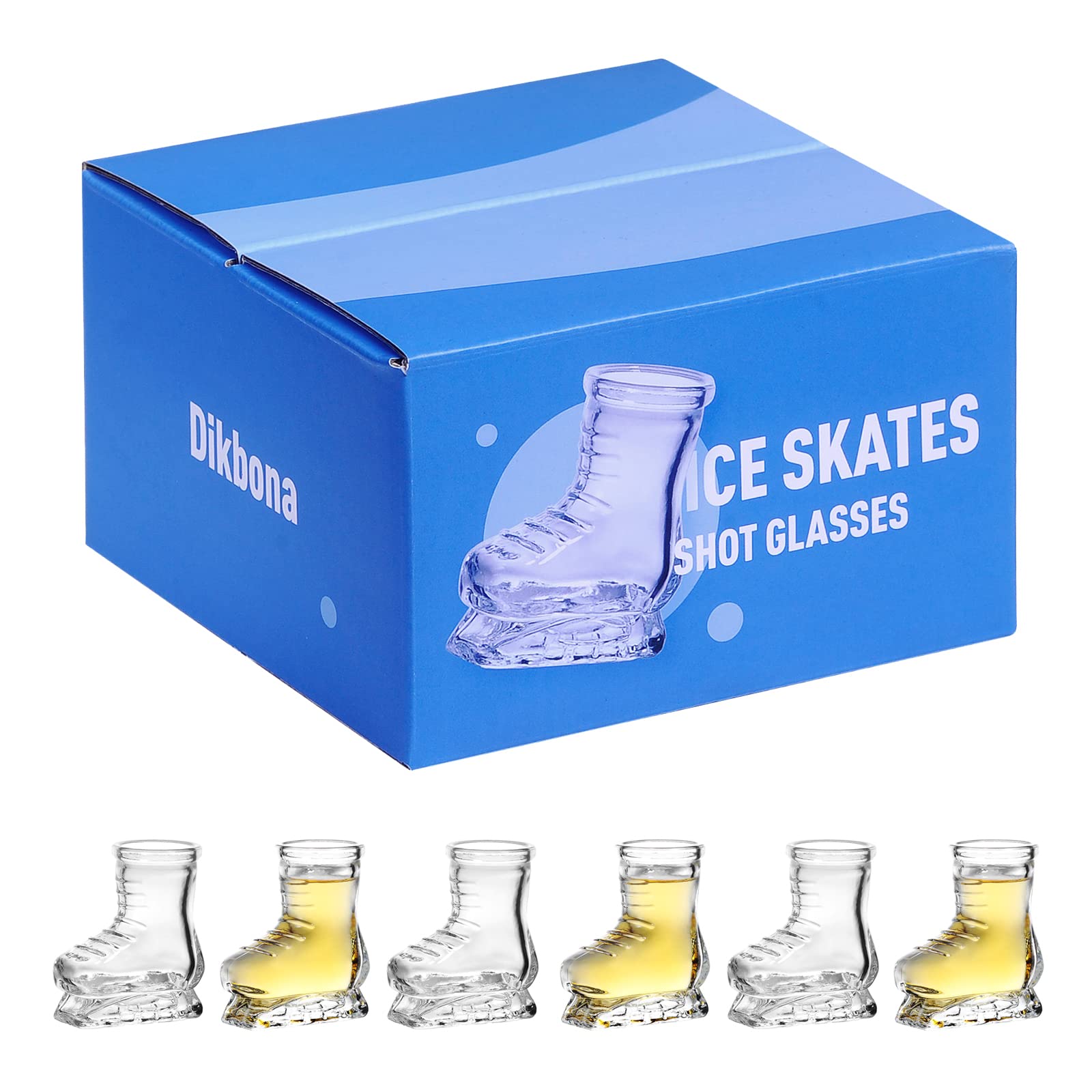 Dikbona , 1.5oz Shot Glass Set of 6/Cute/Ice Skates /Funny Shot Glasses