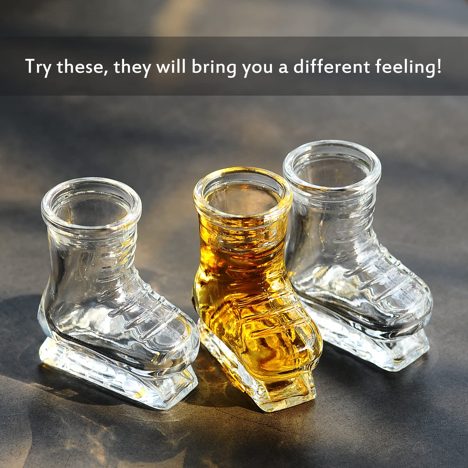 Dikbona , 1.5oz Shot Glass Set of 6/Cute/Ice Skates /Funny Shot Glasses