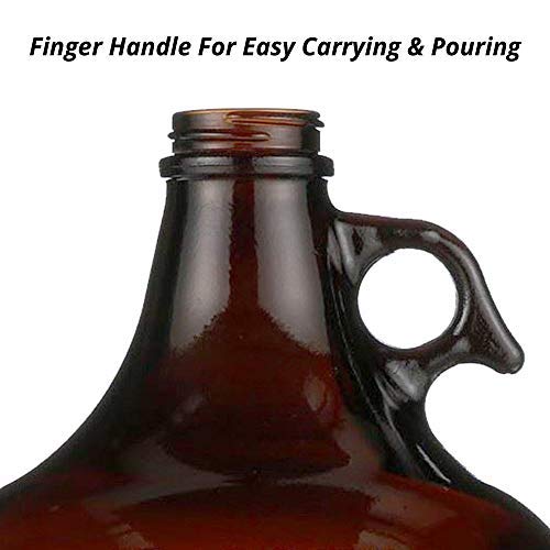 C-Store Packaging 1 Gallon (128oz) Amber Glass Jug With 38mm Cap - Pack of Two, Large