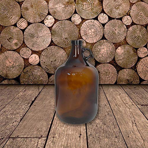 C-Store Packaging 1 Gallon (128oz) Amber Glass Jug With 38mm Cap - Pack of Two, Large