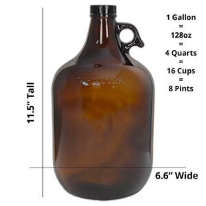 C-Store Packaging 1 Gallon (128oz) Amber Glass Jug With 38mm Cap - Pack of Two, Large