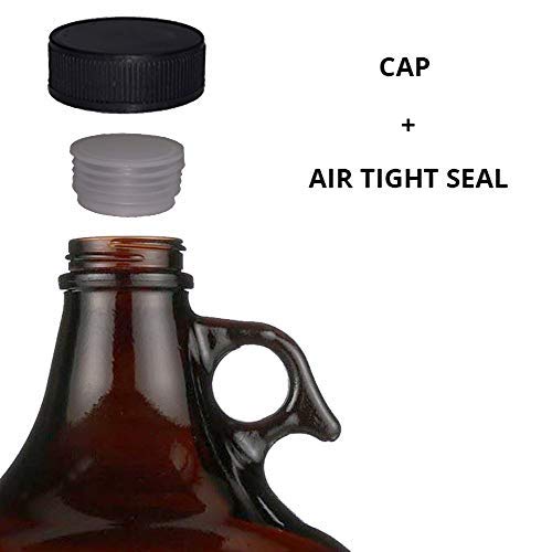 C-Store Packaging 1 Gallon (128oz) Amber Glass Jug With 38mm Cap - Pack of Two, Large