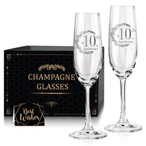 tom boy 10th anniversary champagne flutes, wedding gifts anniversary for couple, 10th wedding anniversary champagne flutes glasses set of 2, couple gifts, 10th anniversary for couple gift