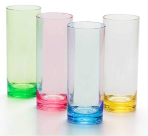 yinjoyi 12 oz highball drinking glasses plastic tumblers tall kids water cups adults glassware colored picnic drinkware reusable set of 4