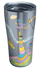 tervis dr. seuss oh the places you'll go triple walled insulated tumbler travel cup keeps drinks cold & hot, 20oz legacy, stainless steel