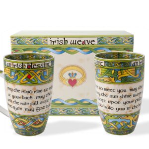 Royal Tara Irish Blessing Mug Bone China Cup Irish Weave Box, Capacity 400ml/14fl oz (Set of 2 Packed Blessing Mugs)