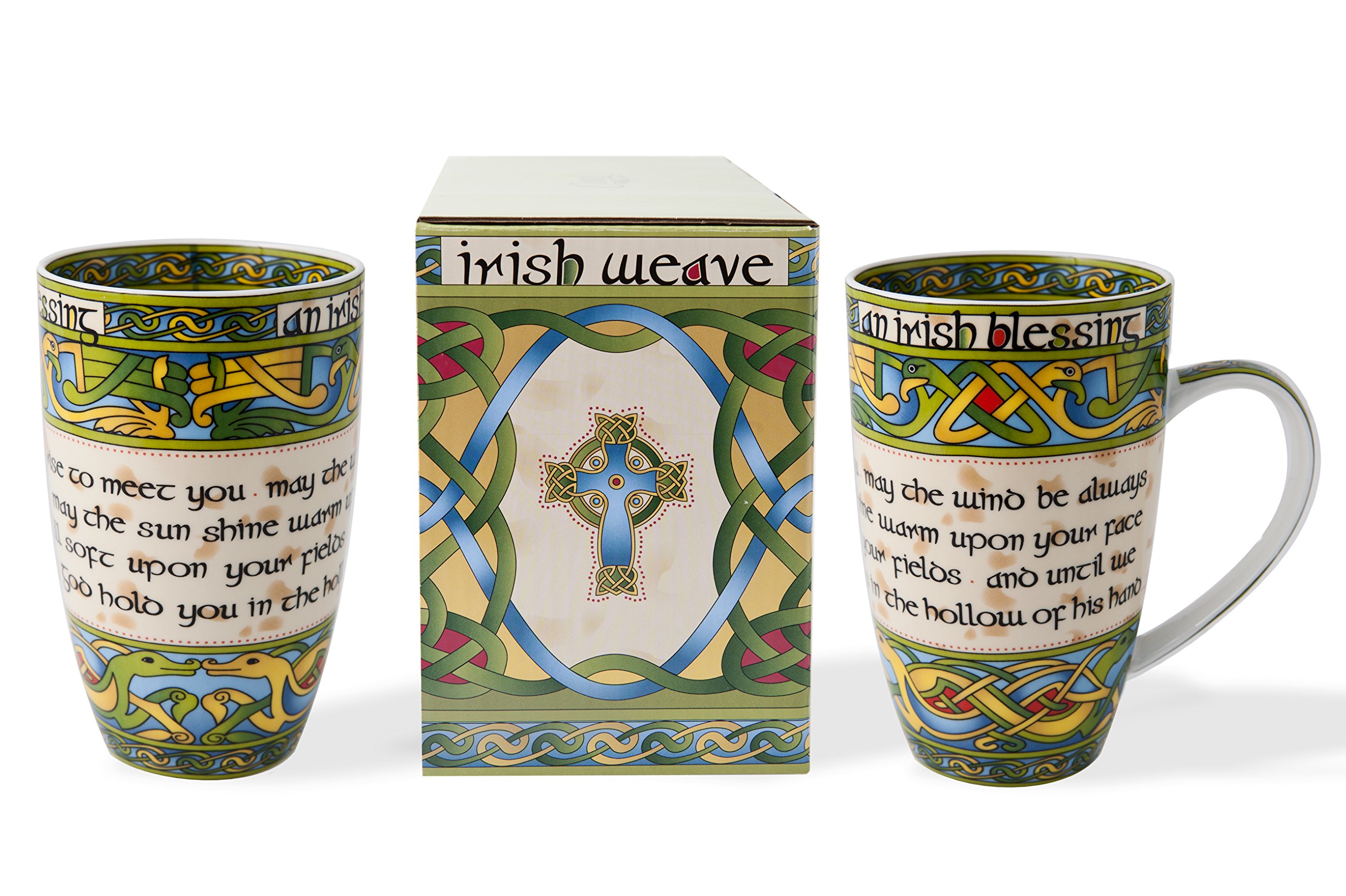 Royal Tara Irish Blessing Mug Bone China Cup Irish Weave Box, Capacity 400ml/14fl oz (Set of 2 Packed Blessing Mugs)