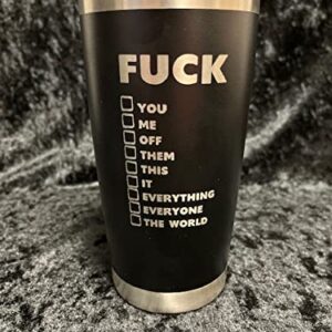 My Vocabulary Tumbler - Fuck This, That, You, Me, It..... - 20 oz Black Tumbler w/ Sliding Lock Lid - Funny Tumbler