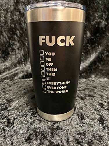 My Vocabulary Tumbler - Fuck This, That, You, Me, It..... - 20 oz Black Tumbler w/ Sliding Lock Lid - Funny Tumbler