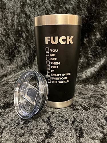 My Vocabulary Tumbler - Fuck This, That, You, Me, It..... - 20 oz Black Tumbler w/ Sliding Lock Lid - Funny Tumbler