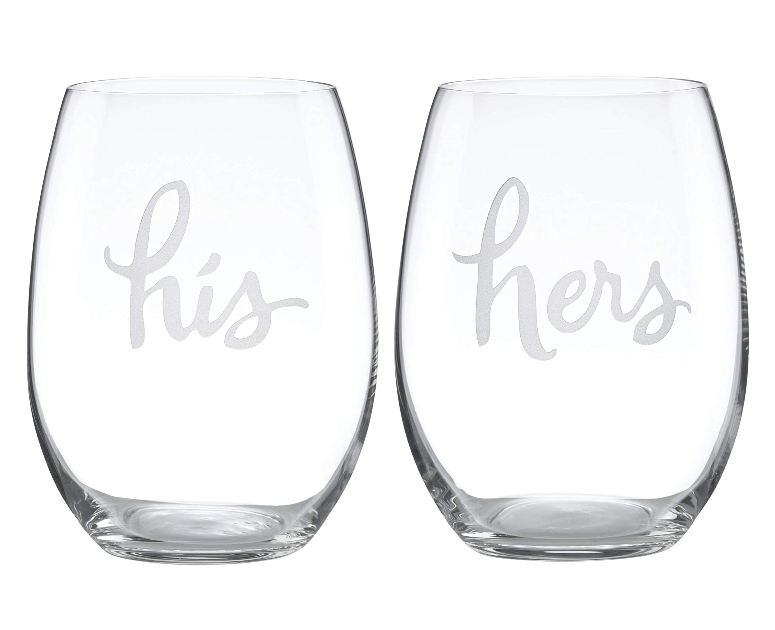 Kate Spade New York Two Of A Kind Stemless His and Hers Wine Glass Pair - Clear