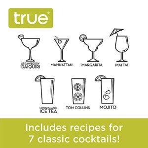 True Cocktail Shaker with Recipes for Cocktails and Ounce Measurements, Built-in Strainer, 16 oz, Clear Plastic