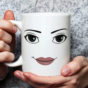 Fonhark - Funny Gamer Mug Set, MAN FACE Mug, WOMAN Face Mug, Birthday Mug, (Pack of 2), 11 Oz Novelty Coffee Mug/Cup, White