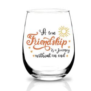 bestt friend gifts for women,friend birthday gifts for women,christmas gifts for friend,friend gifts for women unique,a true friendship is a journey without an end wine glass