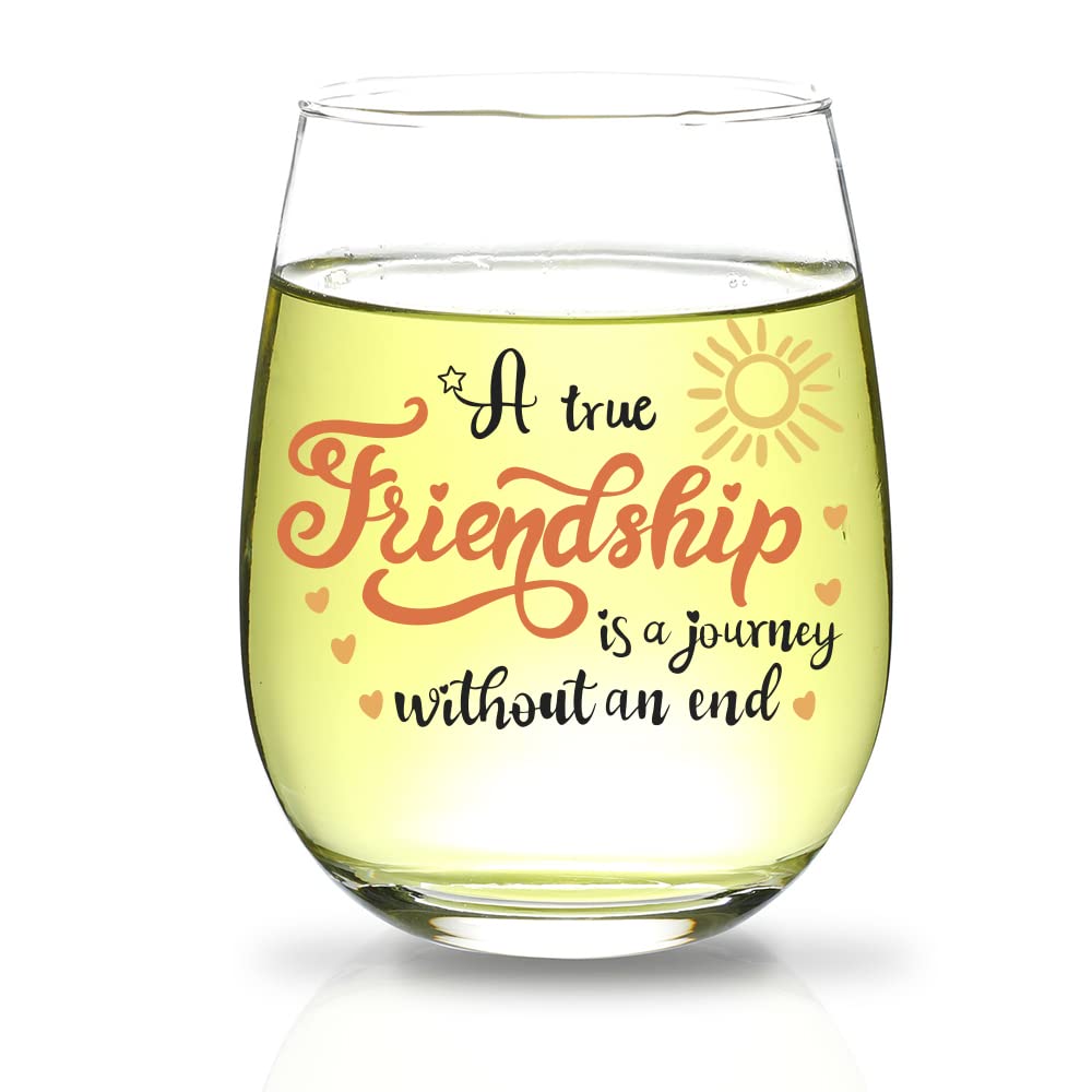 Bestt Friend Gifts for Women,Friend Birthday Gifts for Women,Christmas Gifts for Friend,Friend Gifts for Women Unique,A True Friendship is a Journey Without an end Wine Glass