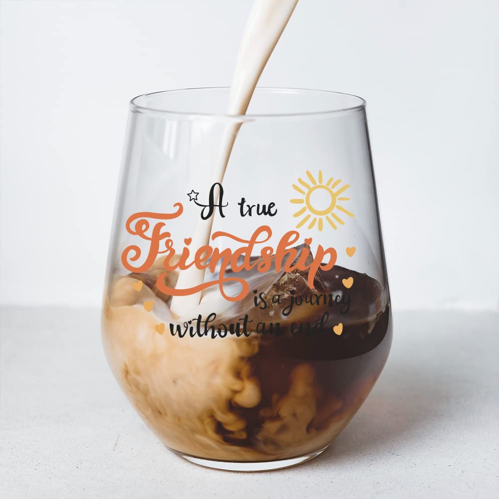 Bestt Friend Gifts for Women,Friend Birthday Gifts for Women,Christmas Gifts for Friend,Friend Gifts for Women Unique,A True Friendship is a Journey Without an end Wine Glass