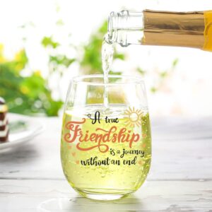 Bestt Friend Gifts for Women,Friend Birthday Gifts for Women,Christmas Gifts for Friend,Friend Gifts for Women Unique,A True Friendship is a Journey Without an end Wine Glass