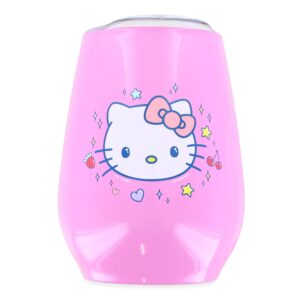 silver buffalo sanrio hello kitty bow and dots fade double wall stainless steel stemless tumbler w/lid, 10 ounces