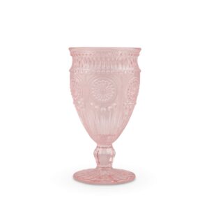 weddingstar vintage inspired pressed glass goblet, blush pink, 10 fluid ounces
