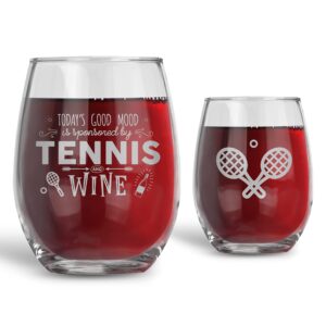 bad bananas tennis gifts for women - 21 oz. stemless wine glass - funny tennis player gift ideas for tennis fans and tennis lover gifts for her