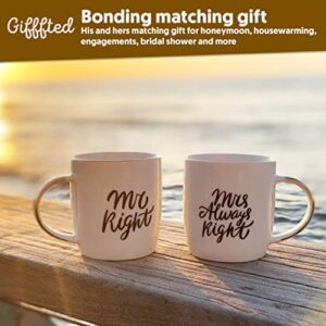 Triple Gifffted Mr Right Mrs Always Right Coffee Mugs Gifts Ideas for Couples, Wedding Anniversary, Engagement, Christmas, His & Hers, Bride and Groom, Parents, Newlyweds Bridal Shower, Ceramic 380ml