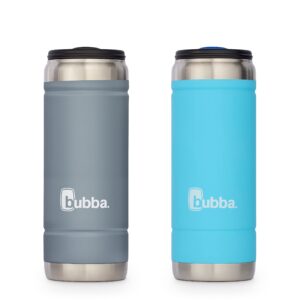 bubba brands trailblazer tallboy vacuum-insulated stainless steel tumbler with spill-proof slider lid, 18oz 2-pack beverage bottle keeps drinks cold for 12 hours, bass & pool blue