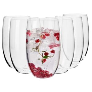 krosno water juice drinking glasses | set of 6 pieces | 17.2 oz | blended collection | ideal for home, restaurant, events & parties | dishwasher safe