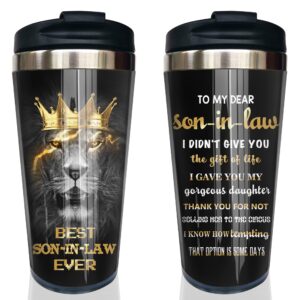 muilzon son-in-law gifts coffee tumbler 15 oz - son in law gifts from mother in law/father in law travel mug - gifts for son in law tumblers - birthday gift ideas for son in law