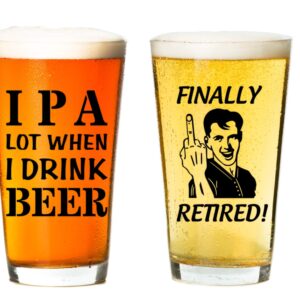 IPA A Lot When I Drink Beer Funny Gift Glasses For Pint Lover- Glass Mug Mugs Gift Sayings Funny Birthday Christmas Holiday Present For Dad Mom Grandpa Grandma Best Novelty Beer Stein Gag Gifts Lovers